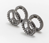 Diamonique x Lisa Freede Peace Sign Huggie Hoop Earrings, Gunmetal Black